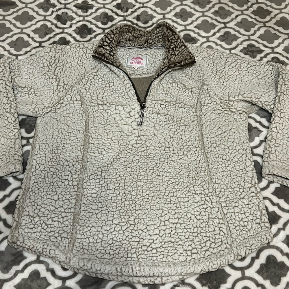 Cozy Sherpa, size Large, half zip pullover